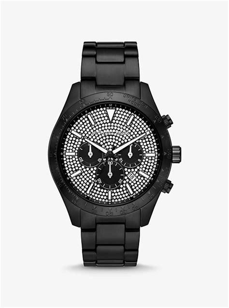 michael kors layton chronograph watch black|Oversized Layton Pavé Black.